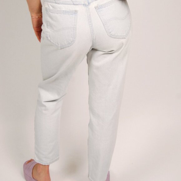 Y2K Tapered Leg Jeans (26) blue denim vintage light wash high waisted - Picture 7 of 10